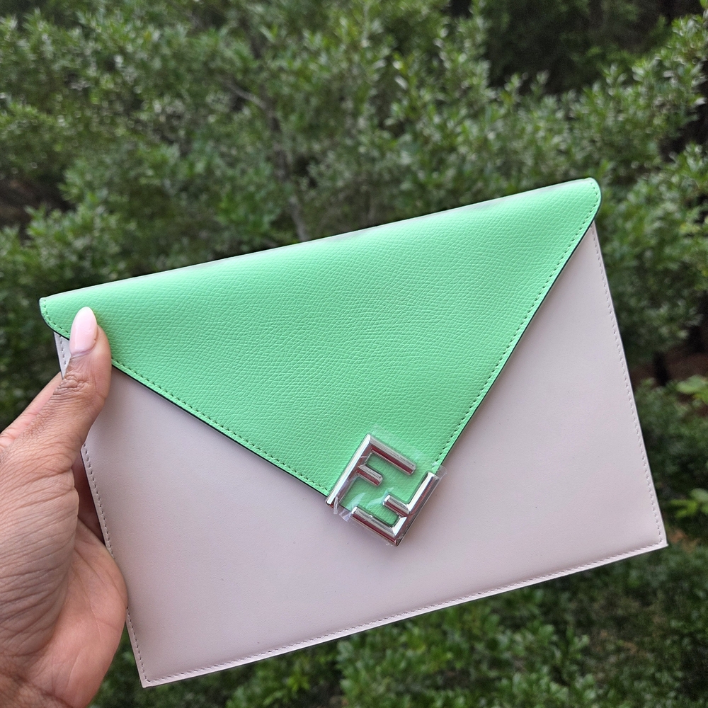 Fendi Green and Cream Women's Clutch